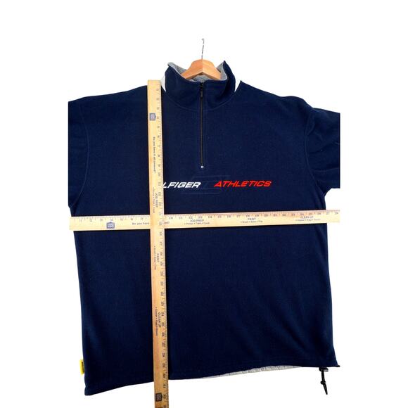 Tommy Hilfiger Athletics Navy Fleece Quarter Zip Men XL Drawstring Hem Y2K Sport - Picture 6 of 6